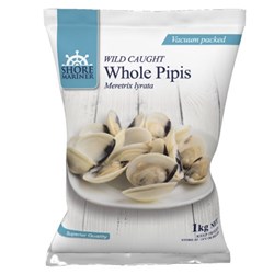 Whole Pipis 40/60 IQF 1kg Clams