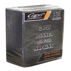 Napkins Dinner Black 2Ply 1/4 Fold 1000/ctn