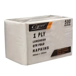 Napkins Lunch White 1 Ply Qtr Fold 3000/ctn