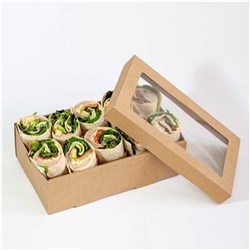 Lids W/Window For Catering Tray Kraft Size 1 100/ctn (259x156x30mm)