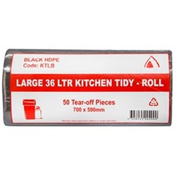 Bin Liner 36Litre Black 700x590 Kitchen Tidy Roll