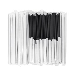 Straws Paper Ind Wrapped Black 200mm (250) 8mm diameter