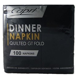Napkins Quilted Dinner Black GT Fold 1000/ctn