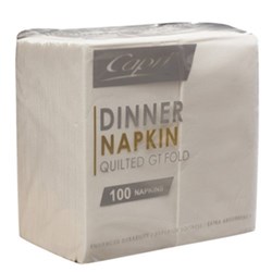 Napkins Dinner Quilted White 100pce 