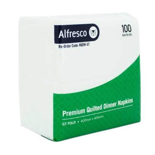 Napkins Dinner Quilted White GT Fold 1000/ctn Tail