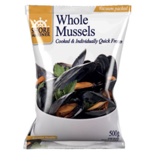 Mussel Whole Cooked 40/60 500gm Frozen