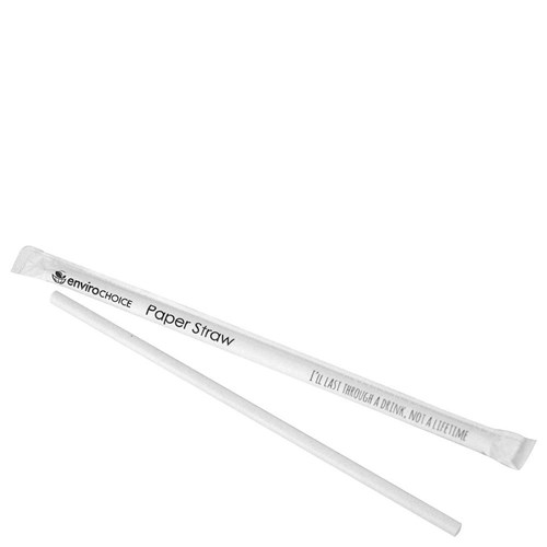 Straws Paper White Ind Wrapped 200mm 2500/ctn 