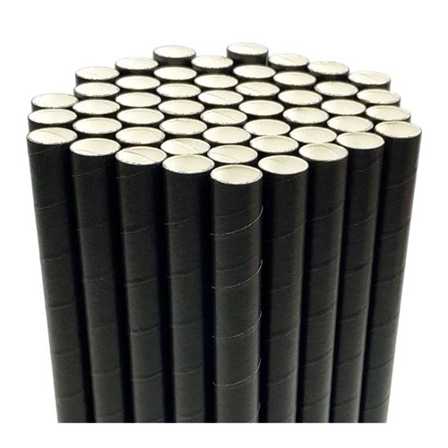 Straws Jumbo Paper Black 210mm (250) 