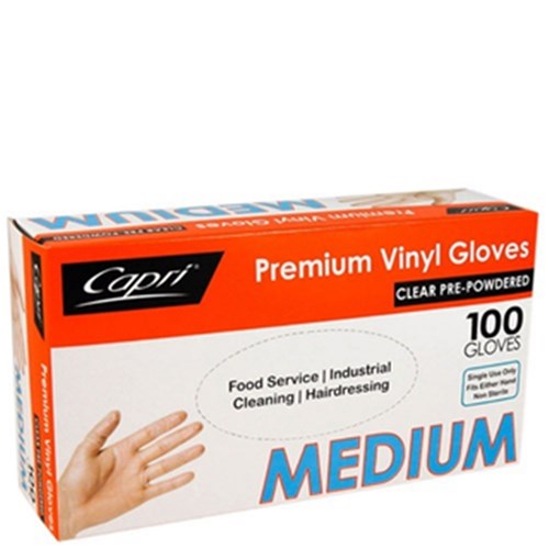 Gloves Medium Clear 100/pkt Powdered