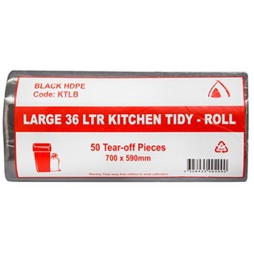 Bin Liner 36Litre Black 700x590 Kitchen Tidy Roll