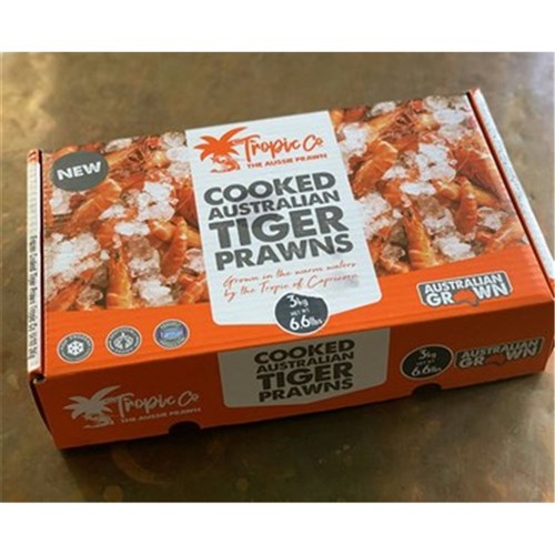 Prawn Whole Cooked Tiger 21/30 3kg  