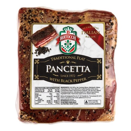 Flat Pancetta Mild R/W 1.2kg with Black Pepper